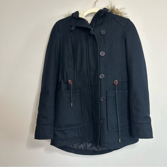 American Eagle Outfitters Black Wool Blend Winter Peacoat Women’s Size Small - Picture 1 of 6